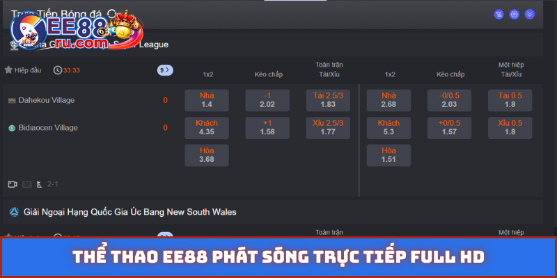 Thể thao EE88 phát sóng trực tiếp Full HD